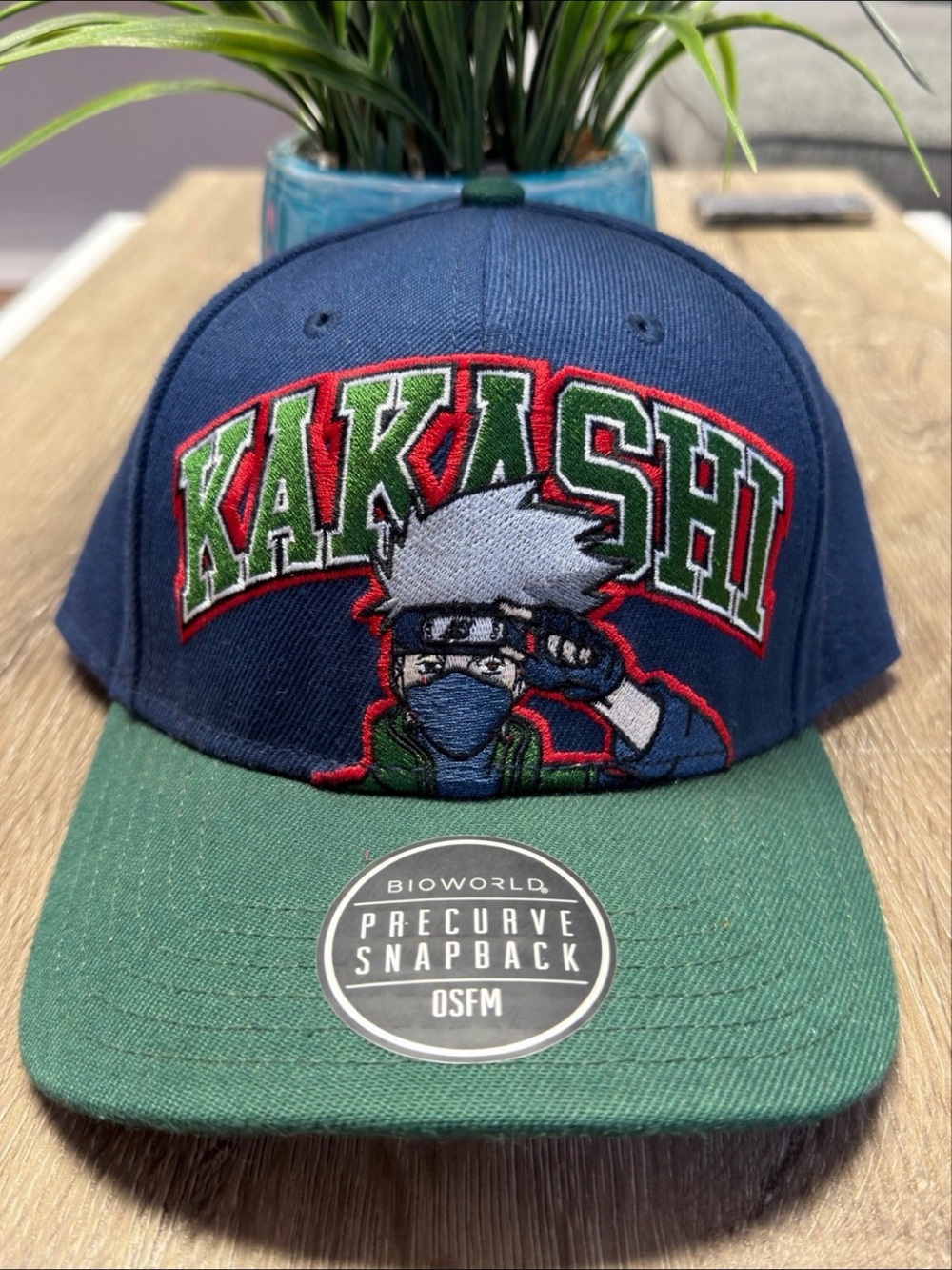 Naruto Kakashi Viz Media Cap Hat Green Blue Adjustable Snapback Embroidered